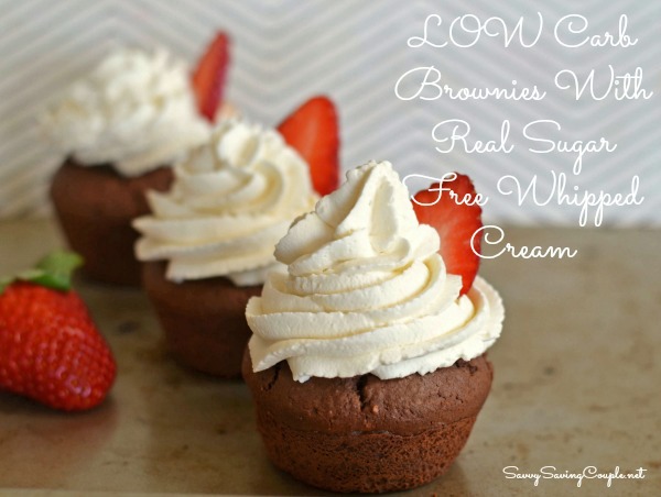 Thumbnail for Low Carb Brownie Cupcakes Topped With Sugar-Free Real Whipped Cream