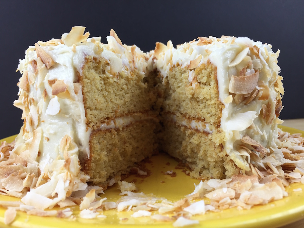 Thumbnail for Low Carb Yellow Cake with Vanilla Frosting & Toasted Coconut
