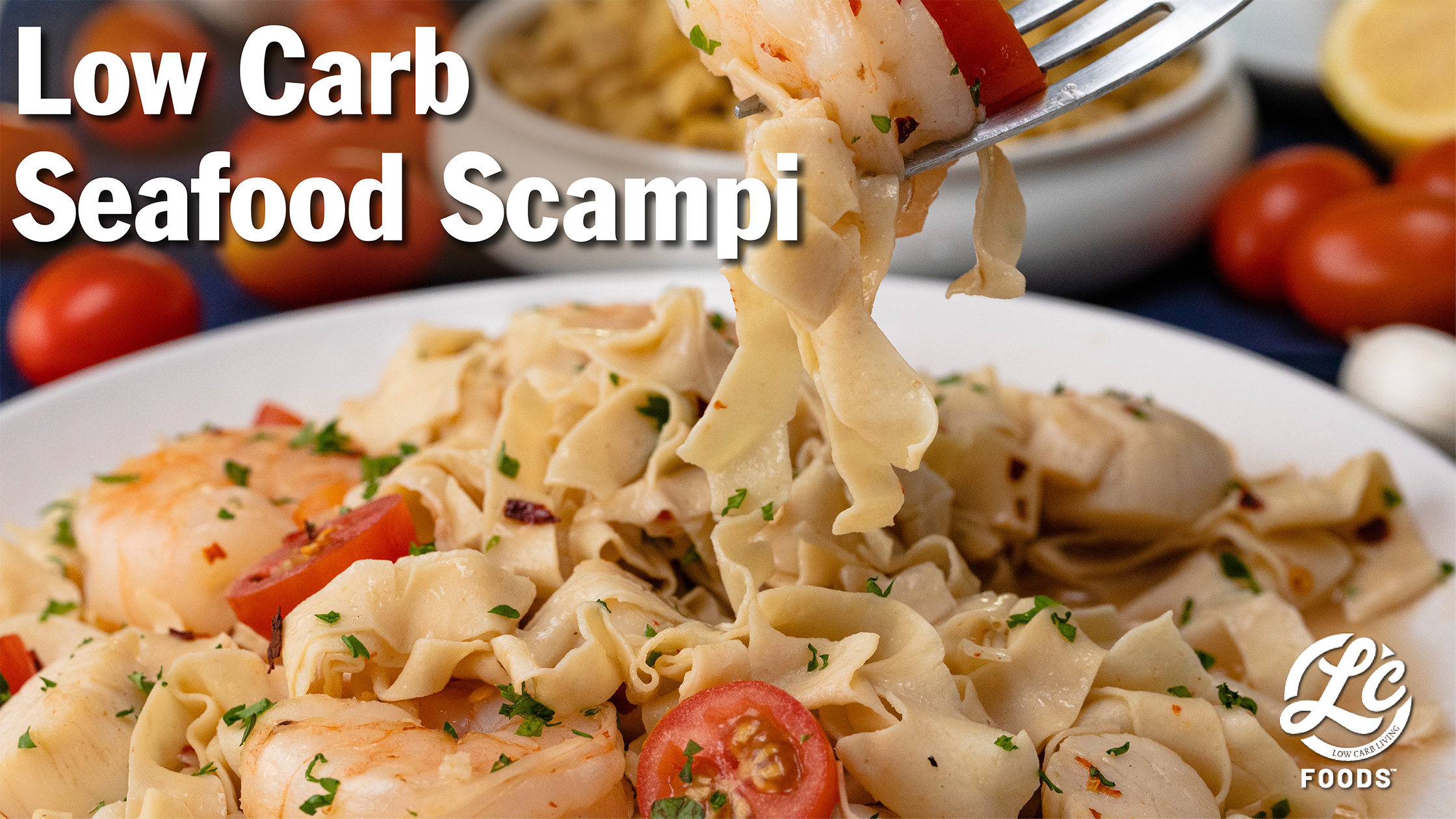 Thumbnail for Seafood Scampi with Low Carb Egg Noodles Pasta