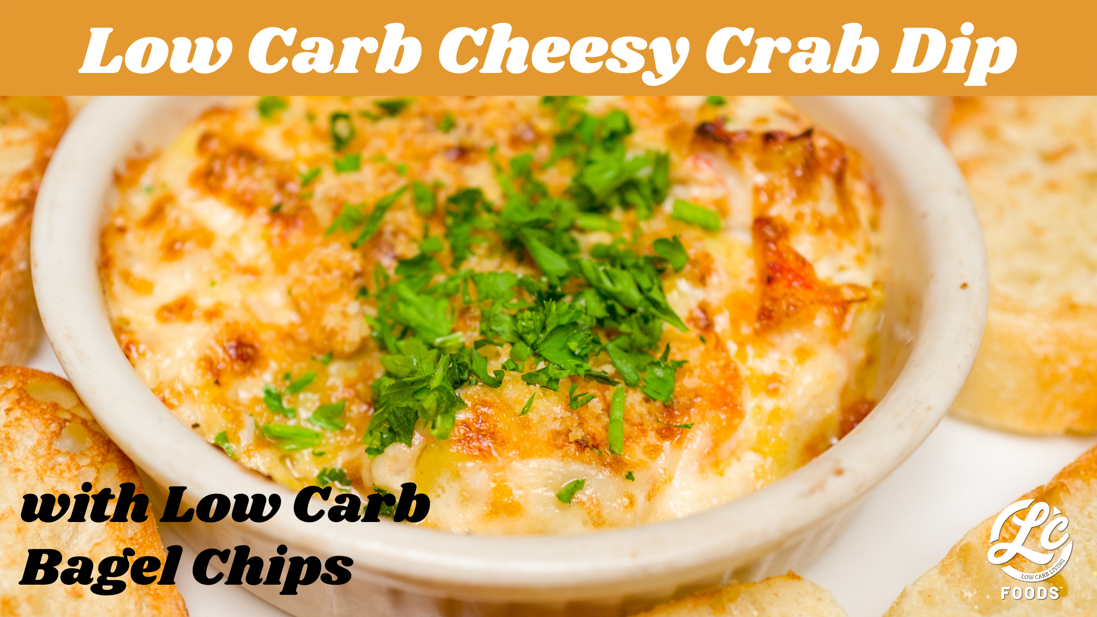 Thumbnail for Low Carb Cheesy Crab Dip with Bagel Chips