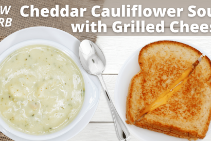 Thumbnail for Low Carb Cheddar Cauliflower Soup with Grilled Cheese Sandwiches