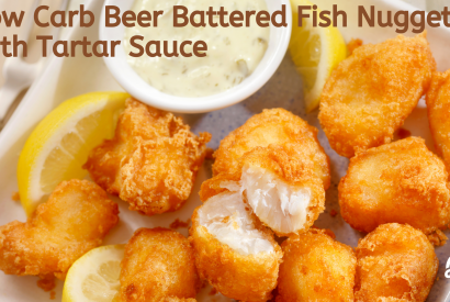 Thumbnail for Low Carb Beer Battered Fish Nuggets with Tartar Sauce