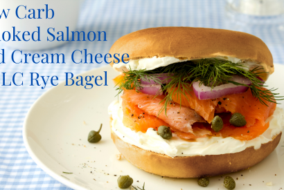 Thumbnail for Low Carb Smoked Salmon and Cream Cheese on LC Rye Bagel