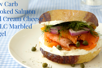 Thumbnail for Low Carb Smoked Salmon and Cream Cheese on LC Marbled Bagel