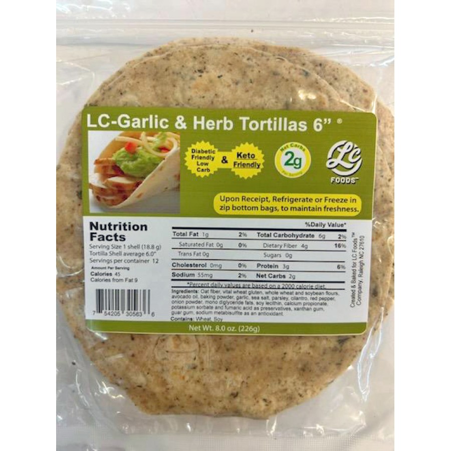 Low Carb Garlic and Herb 6" Tortilla Shells